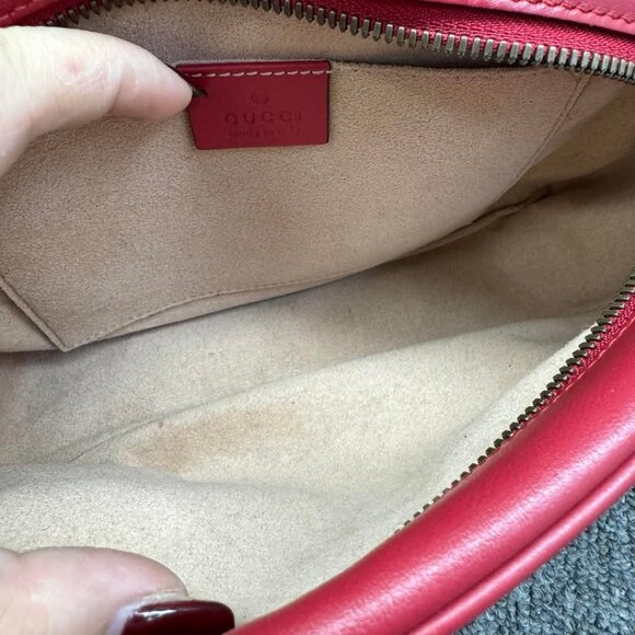 GUCCI GG Marmont Red Leather Shoulder Bag 480-012725 - Picture 15 of 16